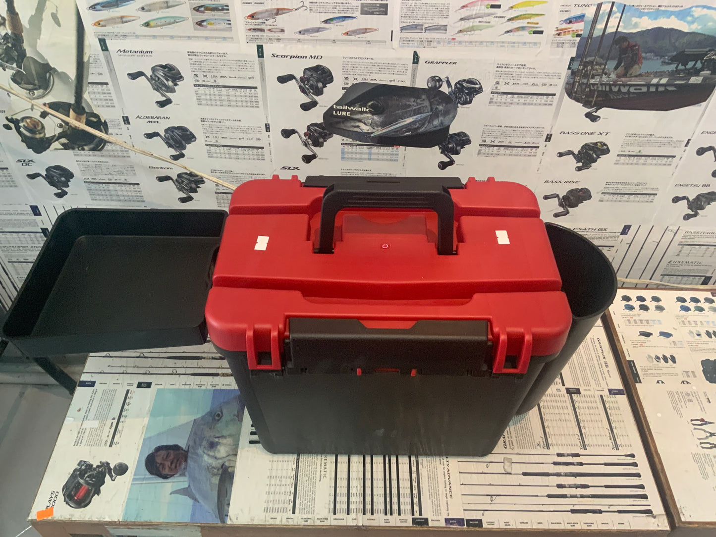 black red tackle box